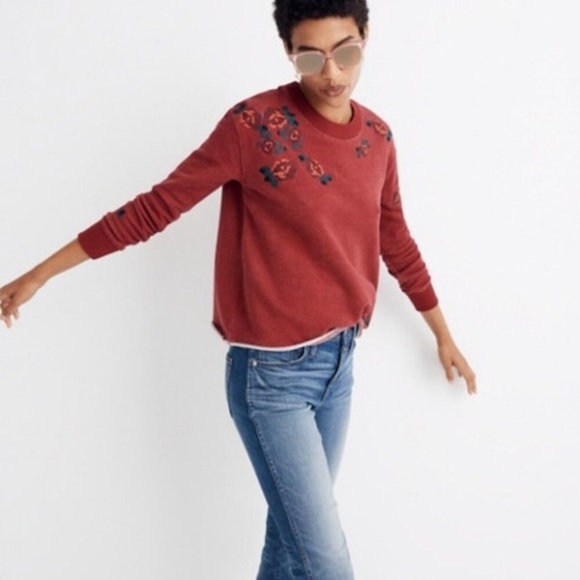 Miles by Madewell | Embroidered Cutoff Semi Crop Sweatshirt - Picture 4 of 11